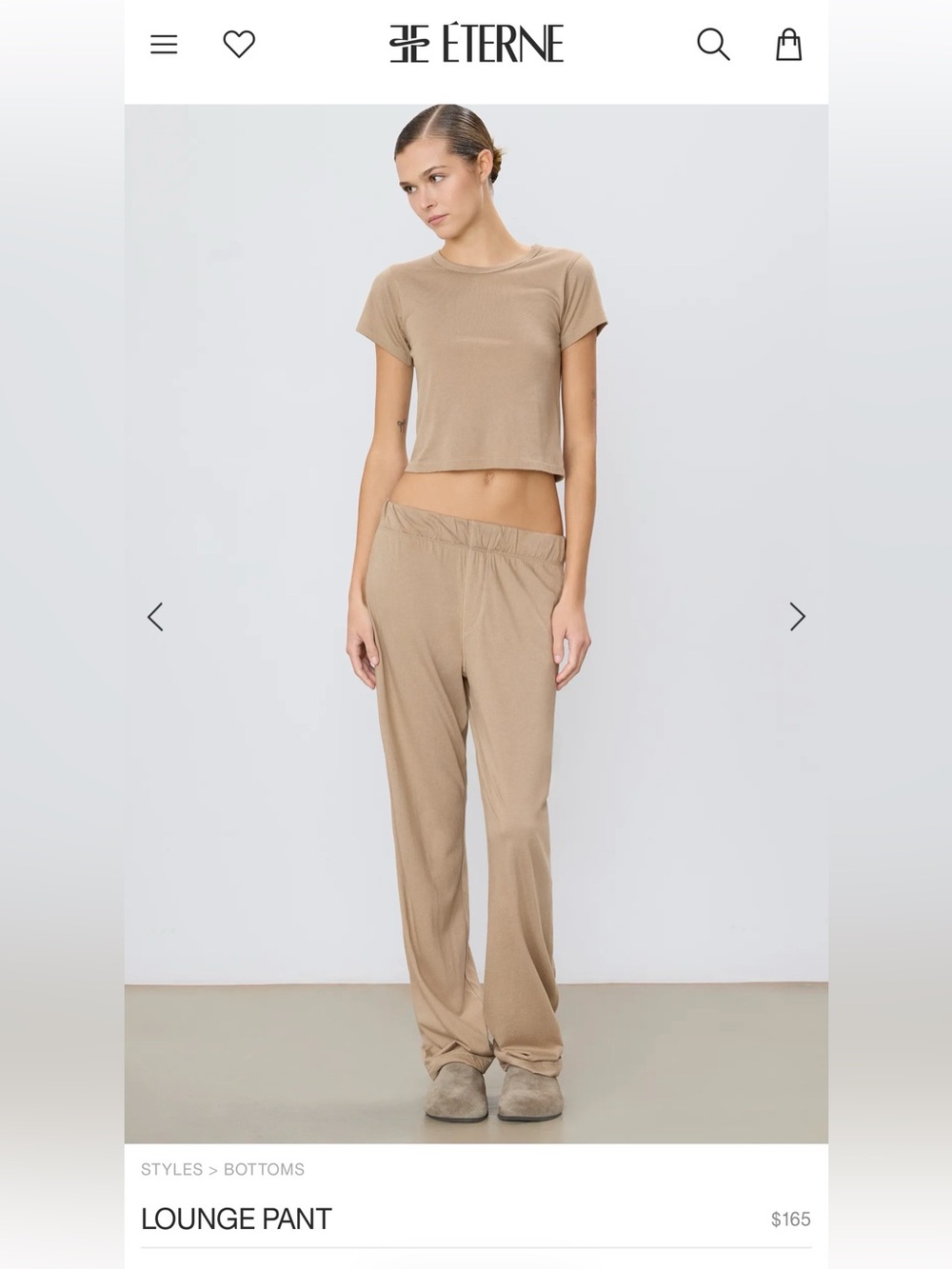 Eterne Lounge Pant in Taupe size XS